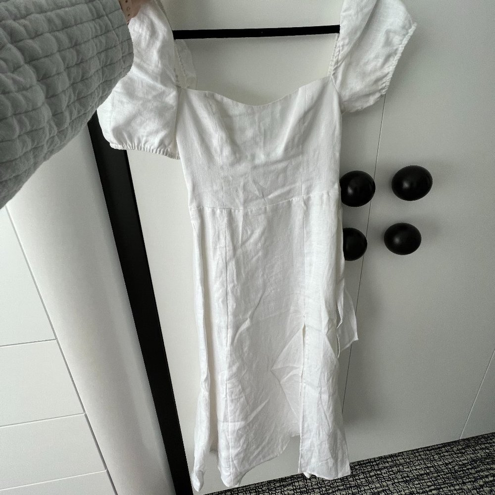 Reformation denver linen dress white XS